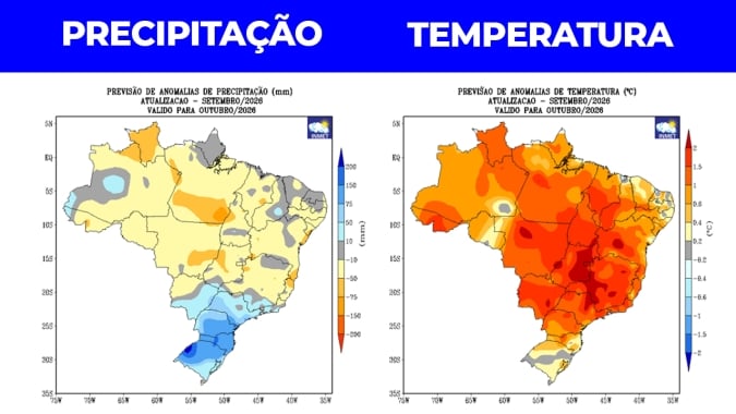 Inmet divulga prognóstico com impactos do clima sobre as culturas agrícolas em outubro