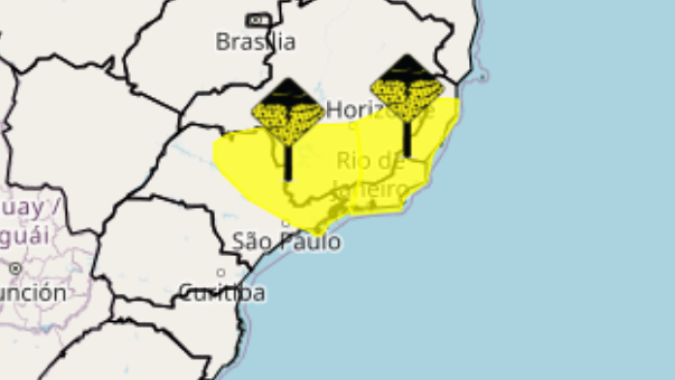 Alertas do Inmet indicam risco de tempestades em São Paulo, Minas Gerais, Rio de Janeiro e Espírito Santo