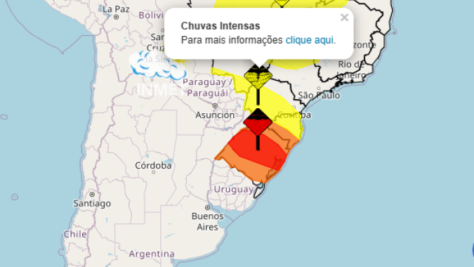 Inmet mantém alerta vermelho para o Rio Grande do Sul e amplia avisos para mais estados