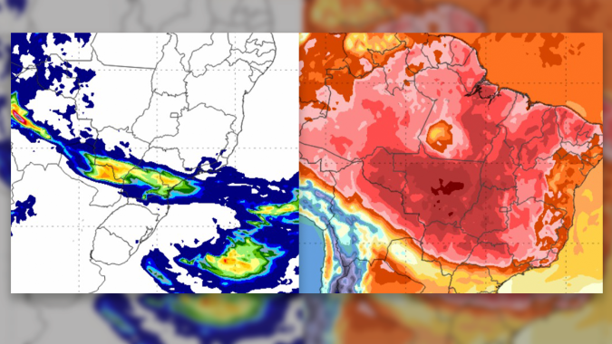 Frente fria leva chuva em parte do Centro-Sul do Brasil e onda de calor é monitorada pelo Inmet na região Central