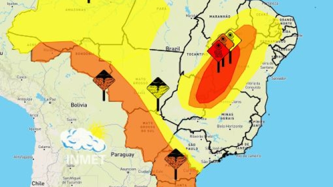 Inmet: Brasil tem alerta para chuvas intensas em algumas áreas e de umidade batendo 12% em outras