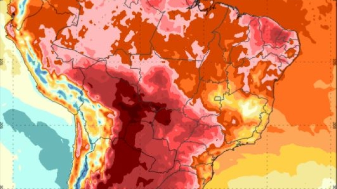 Semana começa com temperaturas elevadas e risco de baixa umidade em toda faixa oeste do Brasil