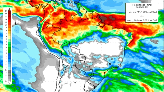 Passagem de frente fria será rápida, com previsão chuvas de até 20mm no oeste e norte do Paraná, mostra Inmet