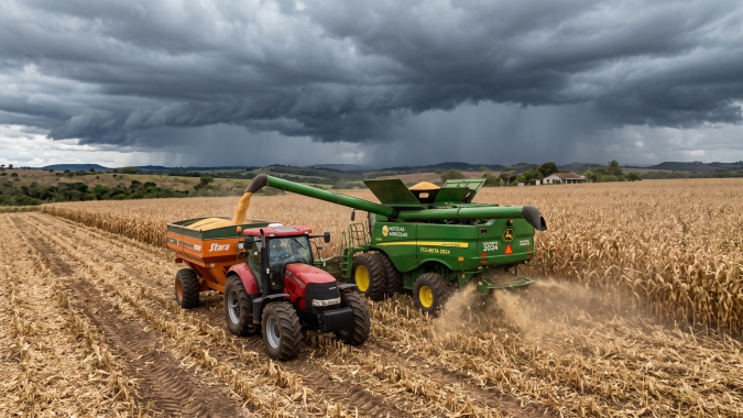 Colheita do milho avança para reta final, mas chuva ainda limita trabalhos no Paraná e Mato Grosso do Sul