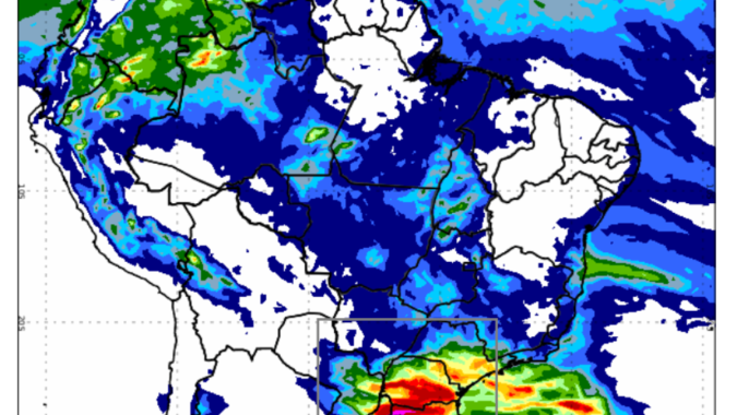 Chuva ganha força em áreas agrícolas do Sul e Sudeste, enquanto Matopiba segue seco