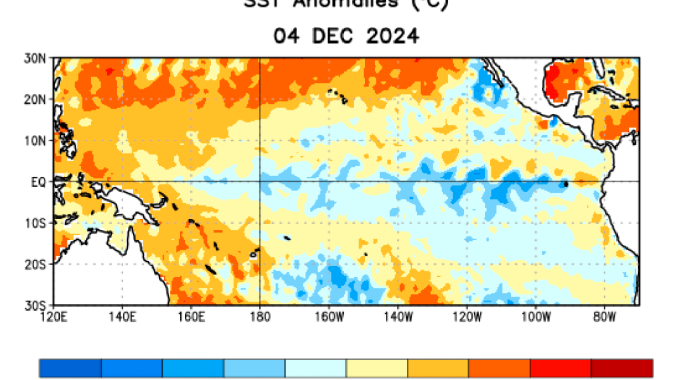NOAA aponta La Niña fraco e curto com 61% de chance de neutralidade entre março e maio de 2025
