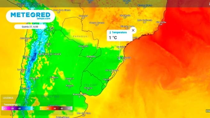 Semana terá 3 episódios de frio com potencial de geada podendo chegar até o Sudeste do Brasil