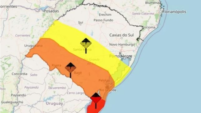 Ciclone extratropical pode provocar rajadas de até 100 km/h no Sul e ventos fortes no Sudeste