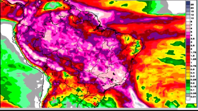 Chuvas podem ficar acima de 200mm e Centro-Norte do Brasil pode bater volume esperado para mês já nos próximos 10 dias