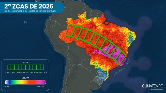 Previsão do Tempo: Segunda ZCAS de janeiro se forma nos próximos dias