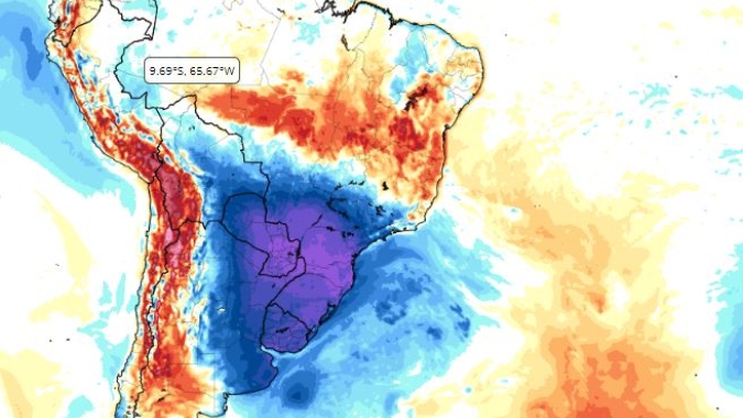 Frente fria leva rodada de chuva rápida para o Sul e Inmet segue monitorando massa de ar frio