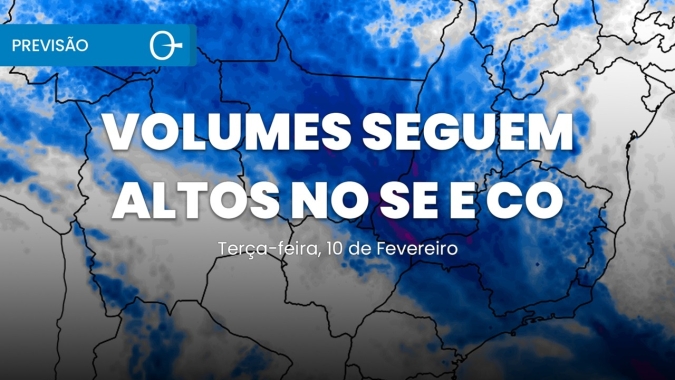 Chuva volumosa persiste nesta terça e mantém alerta no Sudeste e Centro-Oeste | Previsão 10/02/2026
