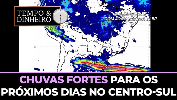 Chuvas fortes para os próximos dias no centro-sul