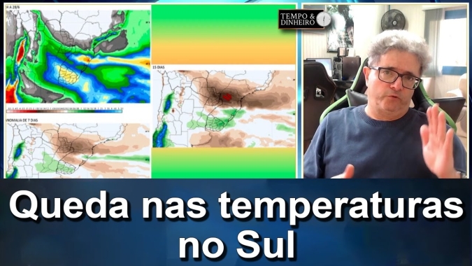 Meteorologia indica queda acentuada nas temperaturas no Sul e chuva no leste do nordeste
