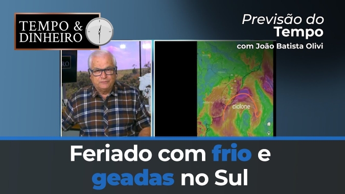 Previsão do tempo mostra feriado com frio e geadas no Sul . Chuvas intensas no centro-norte