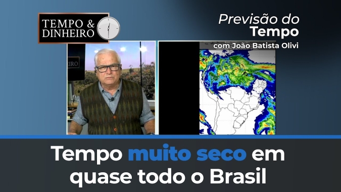 Tempo muito seco em quase todo o Brasil com chuvas restritas ao Norte do país