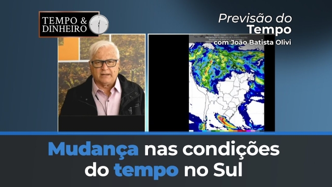 Mudança nas condições do tempo no Sul do Brasil com chuvas rápidas no centro-sul gaúcho