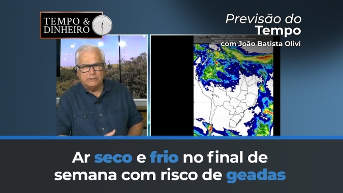 Ar seco e frio no final de semana com risco de geadas fracas pelo Centro-Sul do país