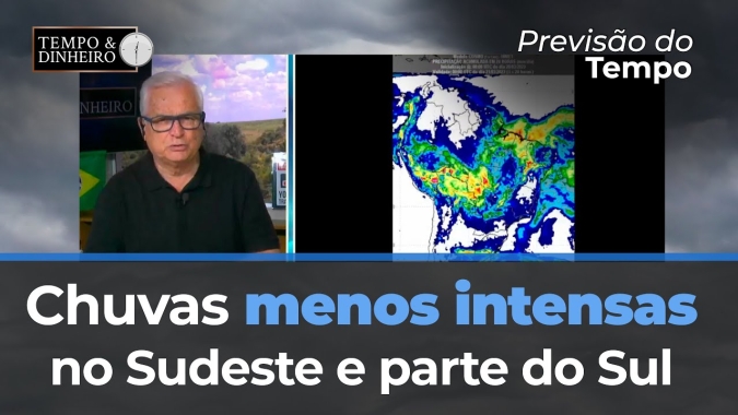 Previsão de chuvas menos intensas no Sudeste e parte do Sul