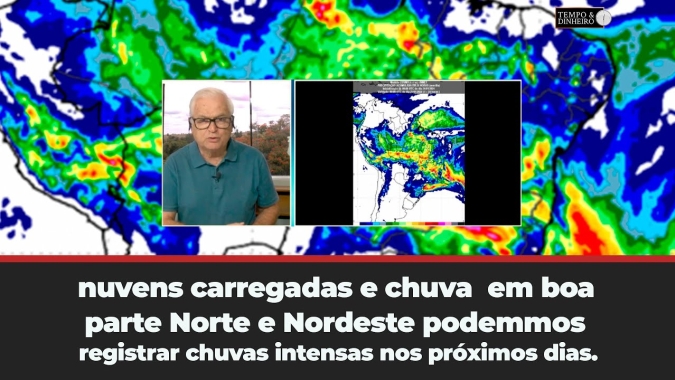Previsão do tempo: nuvens carregadas e chuva em boa parte do país.