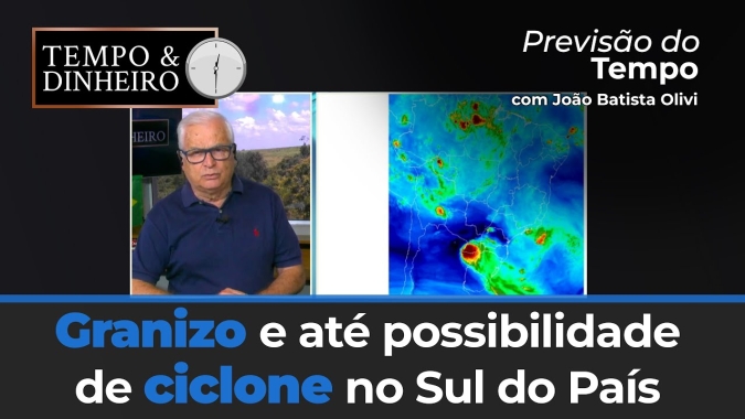 Previsão do tempo mostra chuvas pesadas, granizo e até possibilidade de ciclone no Sul do País.