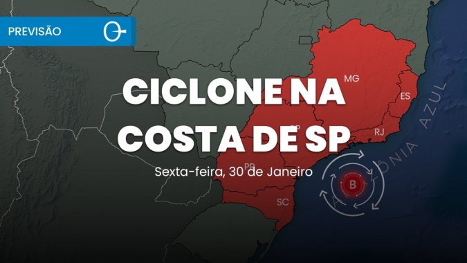 Ciclone tropical se forma na costa de SP e aumenta a chuva no Sudeste | Previsão 30/01/2026