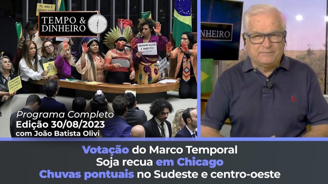 Soja recua em Chicago. Votação do Marco Temporal. Chuvas pontuais no Sudeste e centro-oeste.