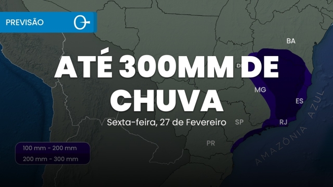 ZCAS provoca CHUVA EXTREMA no Sudeste: acumulados podem chegar a 300mm 27/02/2026