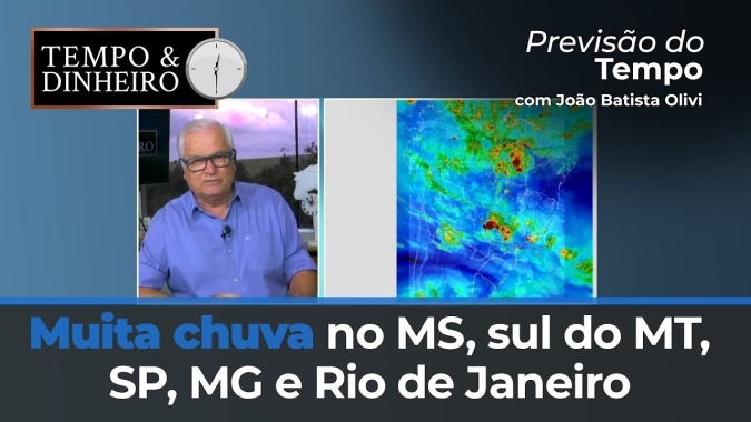 Previsão de muita chuva no MS, sul do MT, SP, MG e Rio de Janeiro, alerta o Inmet
