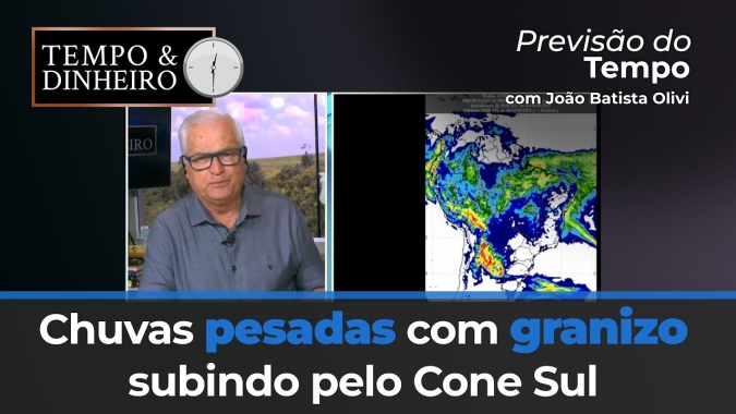 Previsão do Tempo mostra chuvas pesadas com granizo subindo pelo Cone Sul