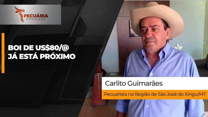 Depois de confirmar os US$70/@,  próximo alvo são os US$80/@ que deve acontecer em breve, projeta Carlito Guimarães