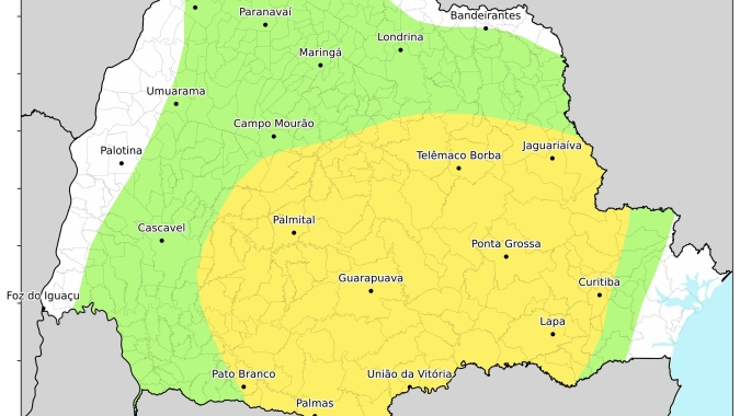 Massa de ar frio já entrou no Brasil e próxima madrugada pode ter geada ampla e moderada no PR