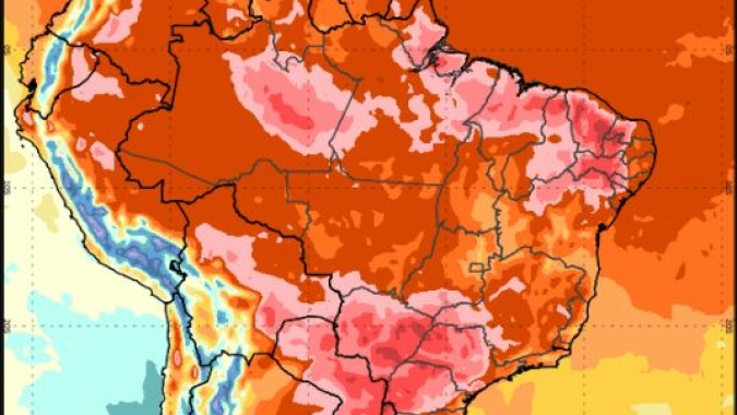 Terça-feira com temperaturas elevadas no Centro-Sul do Brasil e mais chuvas no Centro-Norte