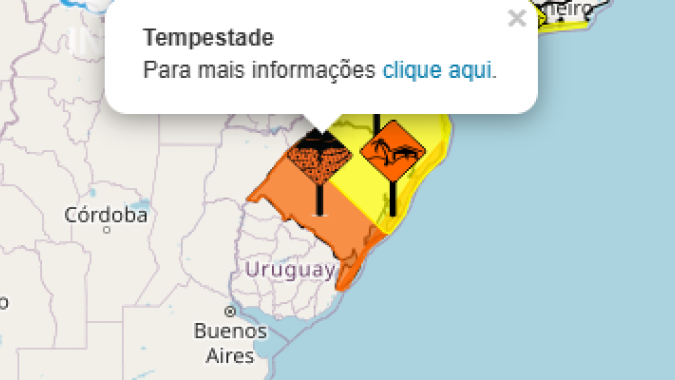Inmet: Sul do Rio Grande do Sul tem alerta laranja para tempestade