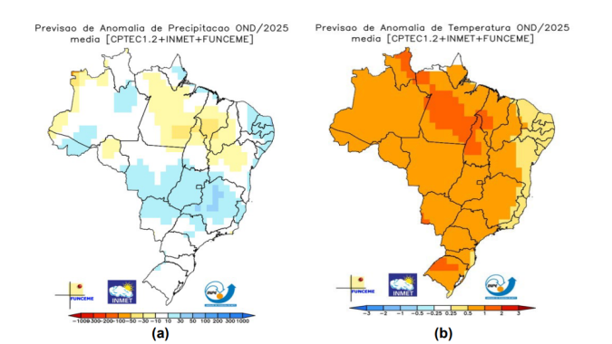 Previsão para o trimestre indica chuvas acima da média em boa parte do Centro-Sul e temperaturas elevadas em todo o país